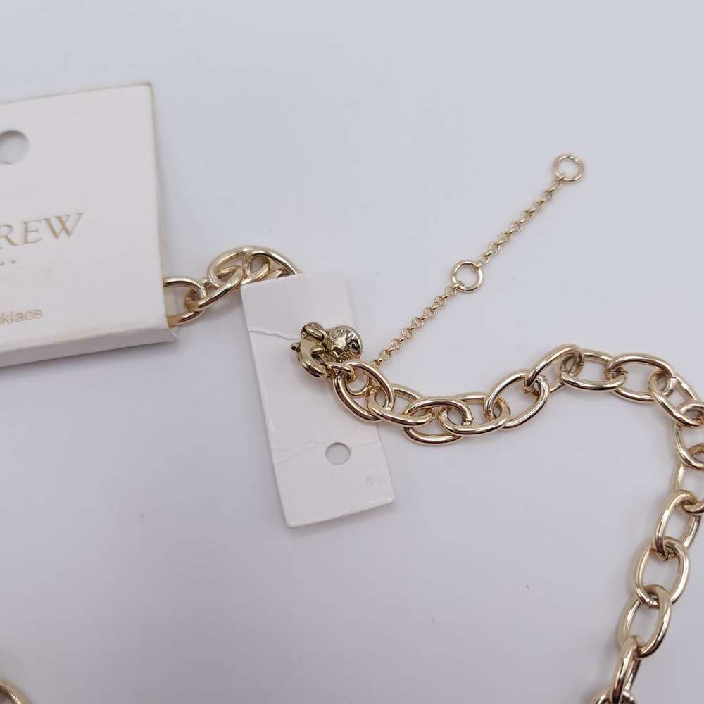 J Crew Gold Charm Necklace Chunky Link Coin Pendant 16in‎ - Picture 6 of 6